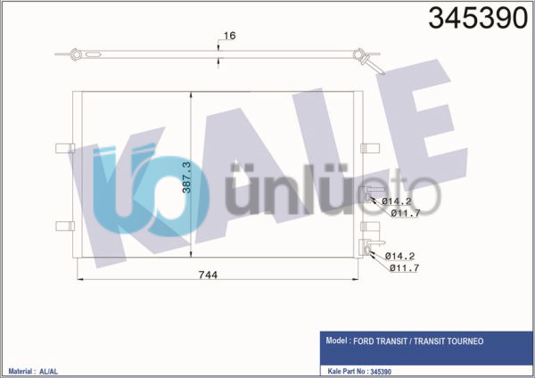 KLIMA RADYATORU TRANSIT V347-V348 2.2TDCI 100PS /120PS /130PS 2,4TDCI 100PS /115