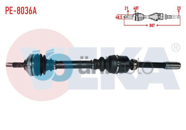KOMPLE AKS SAG ON ABSLI 48 DIS UZUNLUK 807mm PEUGEOT 206 1.4i 16v A-T (SNZ.AL4 2