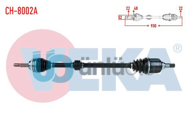 KOMPLE AKS SAG ON CHEVROLET KALOS (T200) 1.4 A-T ABSLI 48 DIS UZUNLUK 930mm 2003