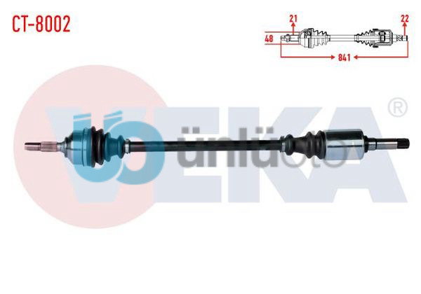 KOMPLE AKS SAG ON CITROEN C2 (JM) 1.4 YAYLI TIP  UZUNLUK 841mm 2003-2009