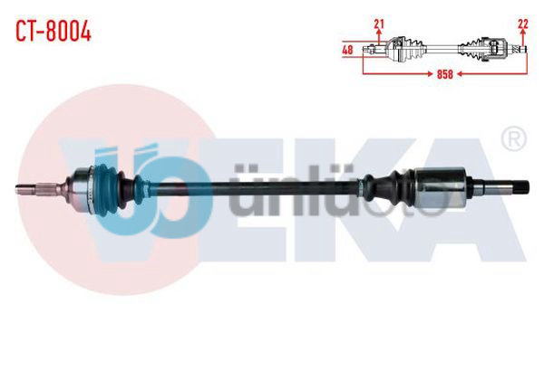 KOMPLE AKS SAG ON CITROEN C3 (FC) 1.4 HDI 70HP YAYLI TIP MA SANZIMAN UZUNLUK 858