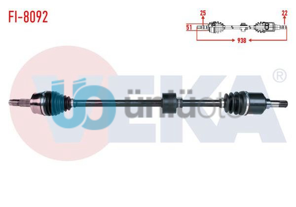 KOMPLE AKS SAG ON FIAT STILO (192) 1.6 16v M-T UZUNLUK 938mm 2001-2010