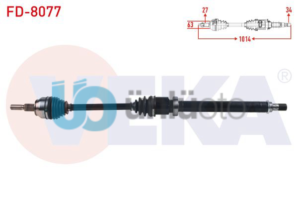 KOMPLE AKS SAG ON FORD FOCUS III 1.6 TI-VCT A-T UZUNLUK 1014mm 2011-2015