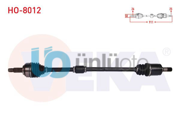 KOMPLE AKS SAG ON HONDA CIVIC IX 1.6i 5 A-T UZUNLUK 911 mm 2012-2016