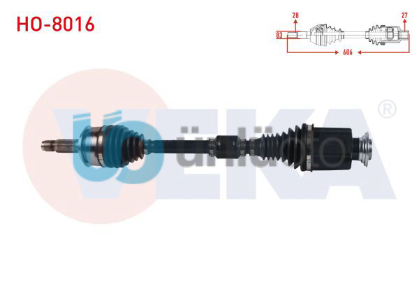KOMPLE AKS SAG ON HONDA CIVIC X (FC) 1.6i A/T UZUNLUK 606 mm 2016-