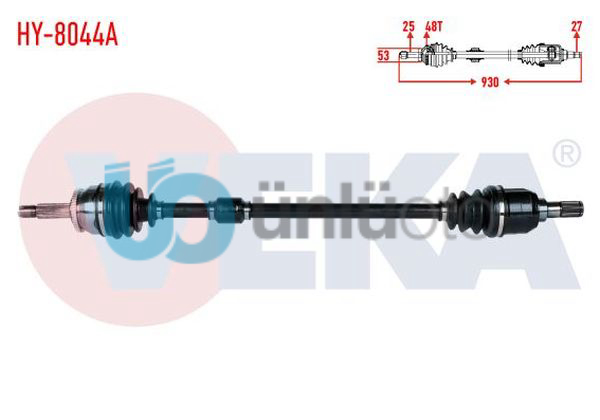 KOMPLE AKS SAG ON HYUNDAI ACCENT BLUE 1.6 CRDI M-T ABSLI ABS 48 DIS UZUNLUK 930m