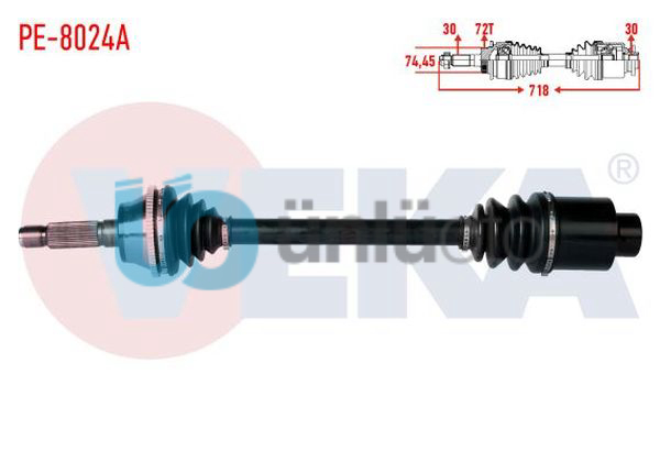 KOMPLE AKS SAG ON KARSAN PREMIER 2.8 D ABSLI 72 DIS UZUNLUK 718mm 2007-2010