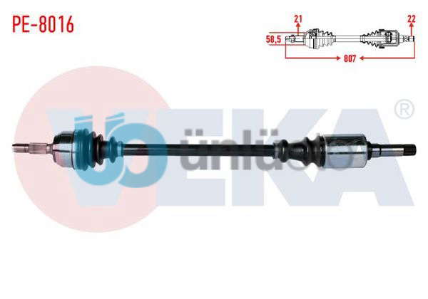 KOMPLE AKS SAG ON PEUGEOT 106 II 1.4i UZUNLUK 807mm  1996-2002