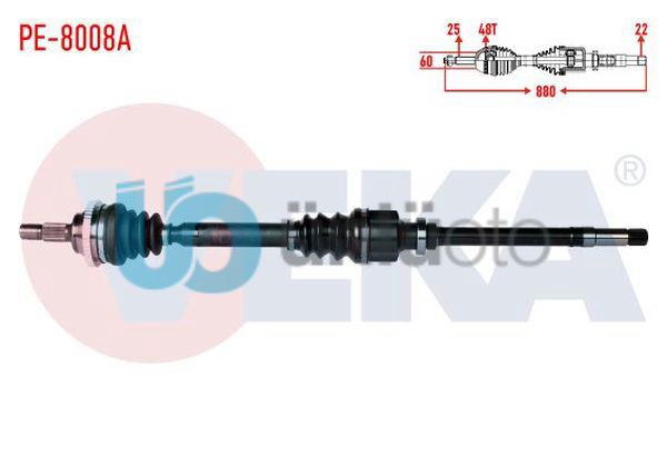KOMPLE AKS SAG ON PEUGEOT 206 (2A/C) 1.6i 16v ABSLI 48 DIS UZUNLUK 880mm 1998-20