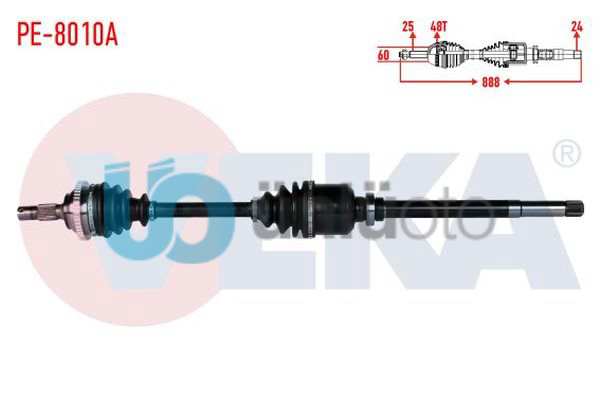 KOMPLE AKS SAG ON PEUGEOT 206 (2A/C) 2.0i GTI ABSLI 48 DIS UZUNLUK 888mm 1998-20