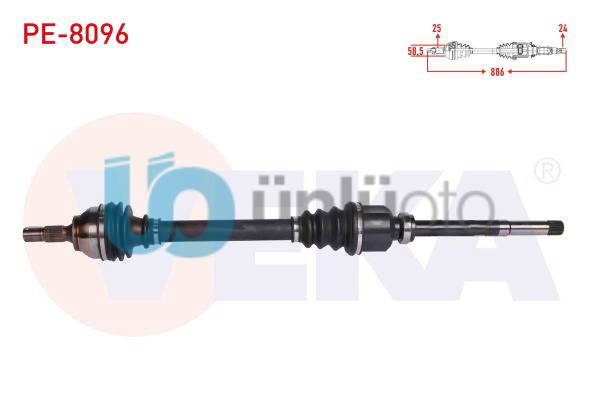 KOMPLE AKS SAG ON PEUGEOT 301 1.6 HDI 100 PS EURO 6 UZUNLUK 886 mm 2018-