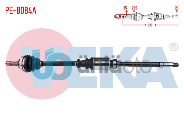 KOMPLE AKS SAG ON PEUGEOT 306 (7B,N3,N5) 1.4i ABSLI 29 DIS UZUNLUK 875mm 1993-20