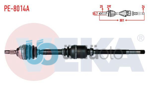 KOMPLE AKS SAG ON PEUGEOT 306 (7B,N3,N5) 1.9 D ABSLI 29 DIS UZUNLUK 881mm 1993-2