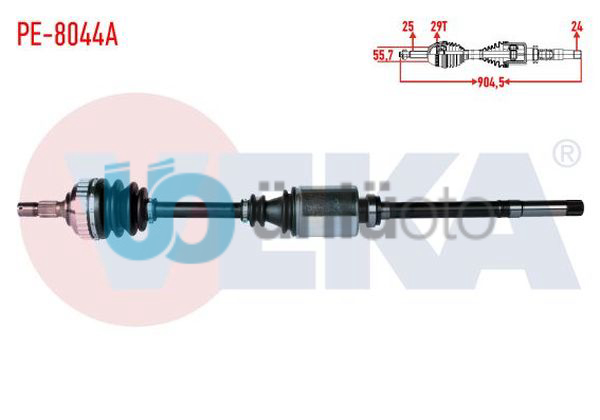 KOMPLE AKS SAG ON PEUGEOT 406 (8B) 2.0i ABSLI 29 DIS UZUNLUK 904,5mm 1995-2004