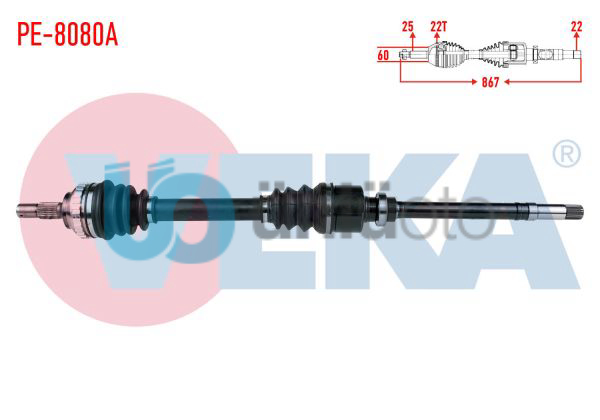 KOMPLE AKS SAG ON PEUGEOT PARTNER (5,5F) 1.4i ABSLI 29 DIS UZUNLUK 867mm 1996-20