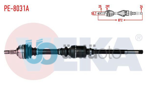 KOMPLE AKS SAG ON PEUGEOT PARTNER (5,5F) 2.0 HDI ABSLI 29 DIS UZUNLUK 871mm 1996