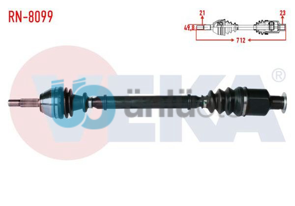 KOMPLE AKS SAG ON RENAULT CLIO II (BB0/1/2,CB0/1/2) 1.4i UZUNLUK 712mm 1998-2005