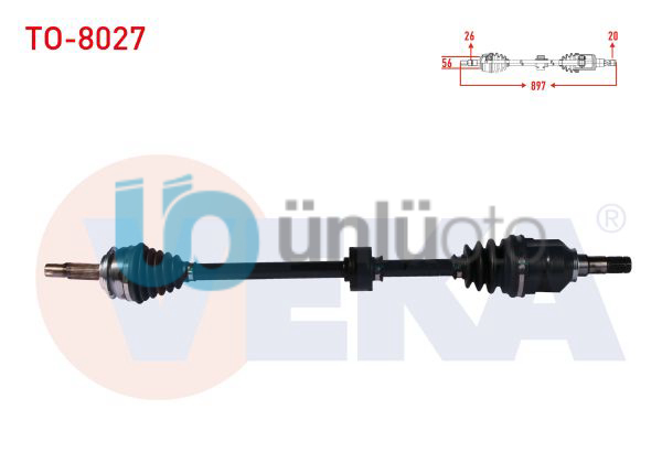 KOMPLE AKS SAG ON UZUNLUK 897 mm TOYOTA YARIS (P13) 1.4 D-4D A-T/M-T 2011-