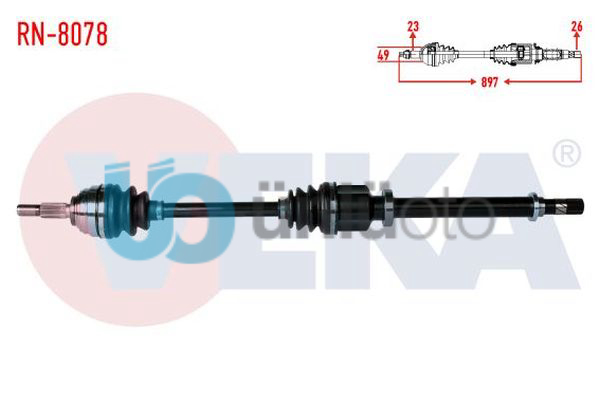KOMPLE AKS SAG ON UZUNLUK 897mm RENAULT CLIO III  1.2 - 1.4 - 1.5 DCI 2005-2012