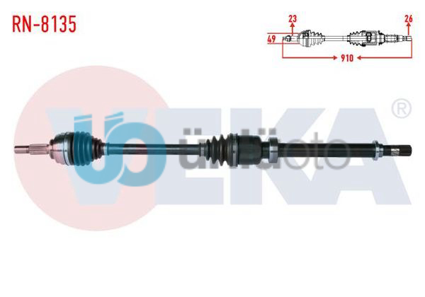 KOMPLE AKS SAG ON UZUNLUK 910mm  RENAULT CLIO IV 1.5 DCI 2012- / DACIA LOGAN MCV