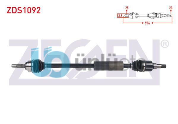 KOMPLE AKS SAG ON UZUNLUK 934mm FORD FIESTA VII 1.5 TDCI M-T 6 ILERI 2017-