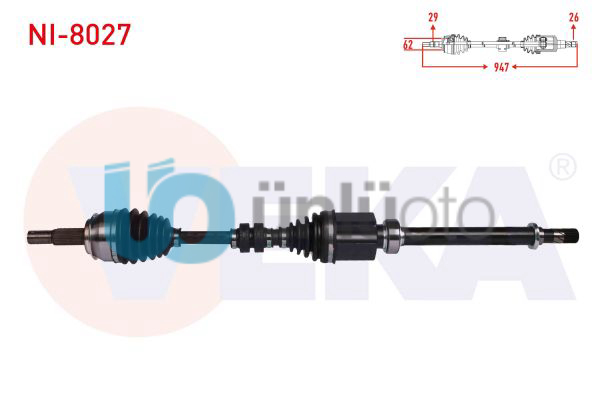 KOMPLE AKS SAG ON UZUNLUK 947mm NISSAN QASHQAI (J11) 1.5 DCI M-T 2014-