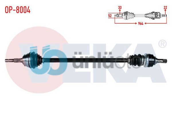 KOMPLE AKS SAG ON UZUNLUK 964mm OPEL ASTRA G (F69) 1.4 16v 1998-2005