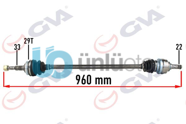 KOMPLE AKS SAĞ OPEL VECTRA B 1.6 99-02 MAKYAJLI KASA ABS Lİ 29DİŞ 960mm