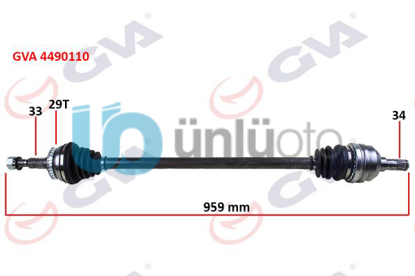 KOMPLE AKS SAĞ VECTRA B 1.6İ-1.8İ-2.0İ 95-03 ABS Lİ 29 DİŞ 959mm