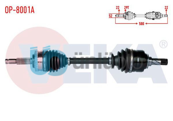 KOMPLE AKS SOL ON ABSLI 29 DIS UZUNLUK 580mm OPEL CORSA C 1.3 CDTi, 1.2 2000-200