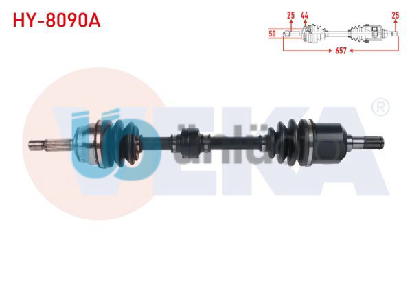 KOMPLE AKS SOL ON ABSLI 44 DIS UZUNLUK 657mm HYUNDAI MATRIX (FC) 1.5 CRDI A-T/M-