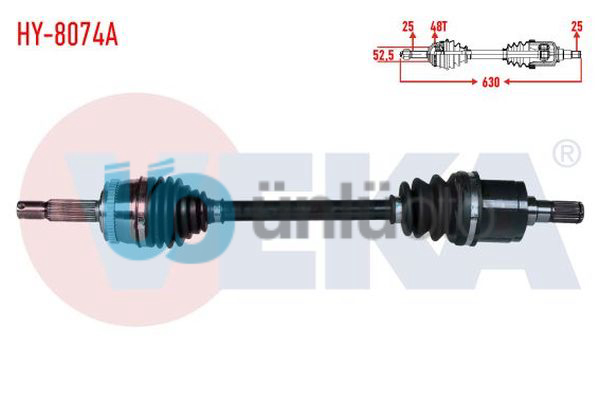 KOMPLE AKS SOL ON ABSLI 48 DIS UZUNLUK 630mm HYUNDAI GETZ (TB) 1.3i - 1.4i - 1.6