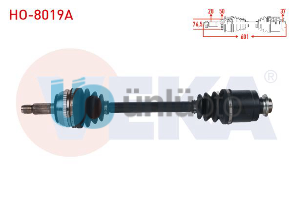 KOMPLE AKS SOL ON ABSLI 50 DIS UZUNLUK 601mm HONDA CR-V I 2.0i 16v A-T/M-T 1995-