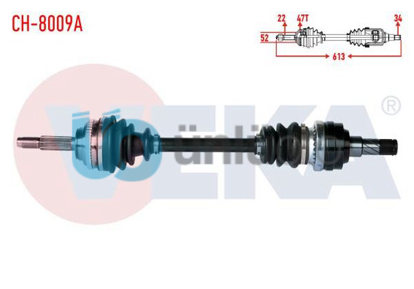 KOMPLE AKS SOL ON CHEVROLET KALOS (T200) 1.4 ABSLI 47 DIS M-T UZUNLUK 613mm 2003