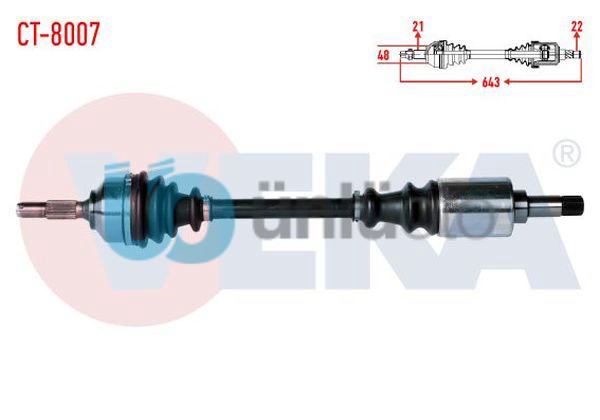 KOMPLE AKS SOL ON CITROEN C2 (JM) 1.4 HDI MA68 SANZIMAN UZUNLUK 643mm 2003-2009