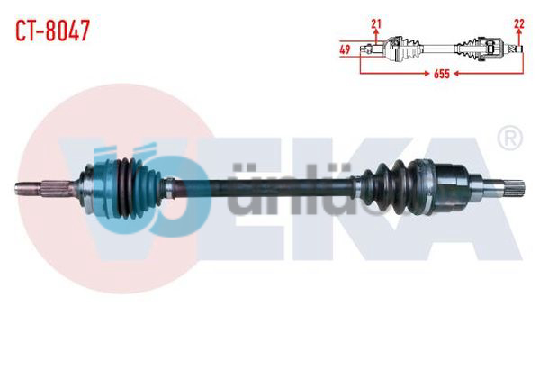 KOMPLE AKS SOL ON CITROEN C3 II 1.4 HDI M-T 21X22X49 UZUNLUK 655mm 2009-2016