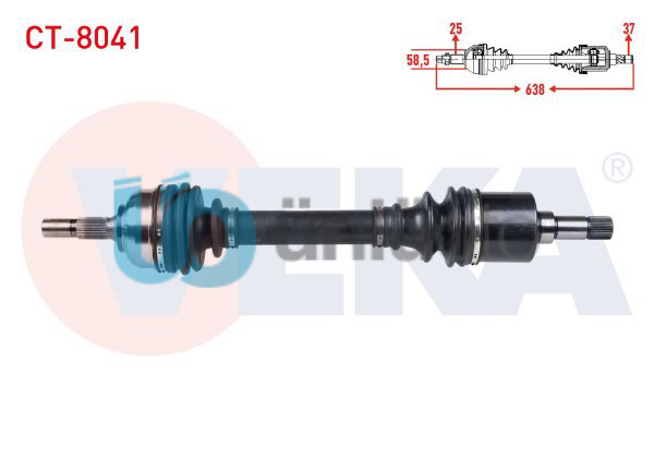 KOMPLE AKS SOL ON CITROEN C5 I (DC) 2.0 HDI M-T UZUNLUK 638mm 2001-2004