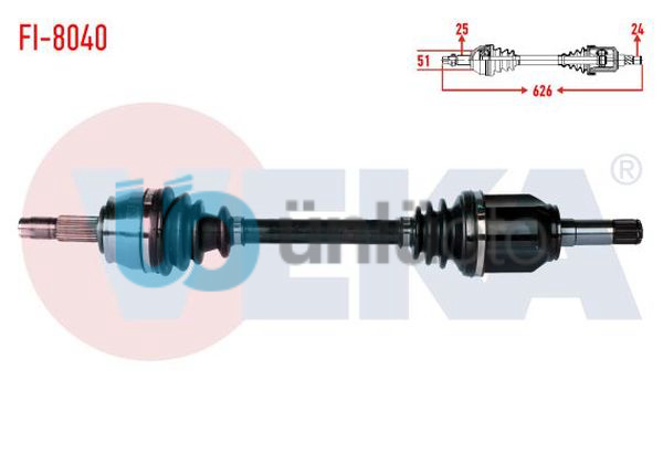 KOMPLE AKS SOL ON FIAT GRANDE PUNTO (199) 1.3 MJT 75 HP UZUNLUK 626mm 2012-