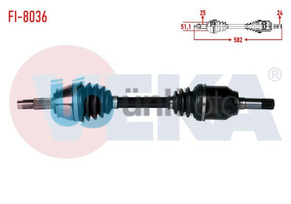 KOMPLE AKS SOL ON FIAT LINEA 1.3 MJT 90 HP UZUNLUK 582mm 2007-