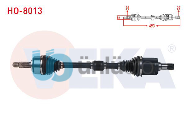 KOMPLE AKS SOL ON HONDA CIVIC X (FC) 1.5 RS A-T UZUNLUK 693 mm 2016-