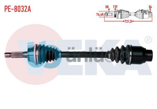 KOMPLE AKS SOL ON KARSAN J10 2.3 D ABSLI 72 DIS UZUNLUK 721,5mm 2010-