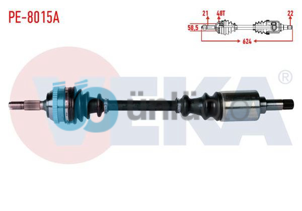 KOMPLE AKS SOL ON PEUGEOT 106 II 1.4i ABSLI 48 DIS UZUNLUK 624mm 1996-2002