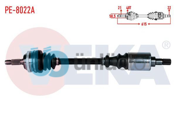 KOMPLE AKS SOL ON PEUGEOT 106 II 1.6i GTI ABSLI 48 DIS UZUNLUK 615mm 1996-2002