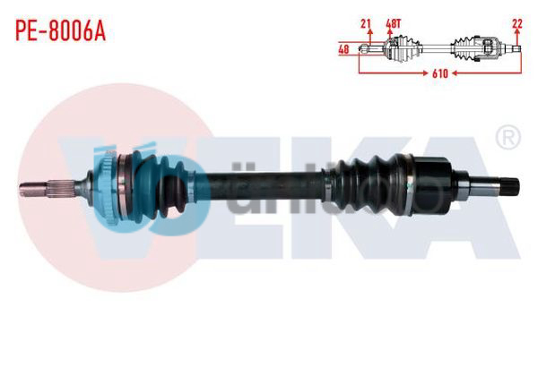 KOMPLE AKS SOL ON PEUGEOT 206 (2A/C) 1.4 HDI ABSLI 48 DIS UZUNLUK 610mm 1998-200