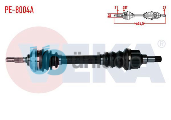 KOMPLE AKS SOL ON PEUGEOT 206 (2A/C) 1.6i 16v 90 HP ABSLI 48 DIS UZUNLUK 604,5mm
