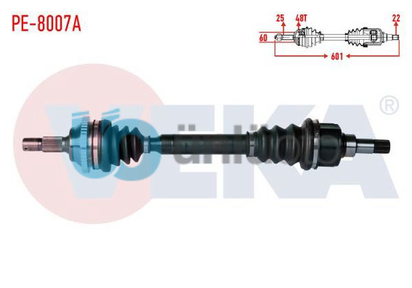 KOMPLE AKS SOL ON PEUGEOT 206 (2A/C) 1.6i 16v ABSLI 48 DIS UZUNLUK 601mm 1998-20