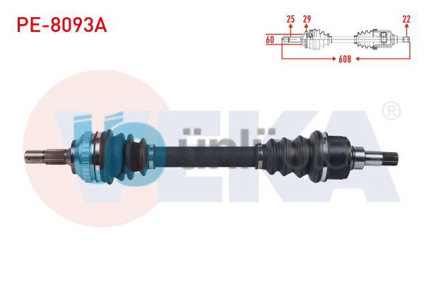 KOMPLE AKS SOL ON PEUGEOT 306 (7B,N3,N5) 1.6i M-T ABSLI 29 DIS UZUNLUK 608 mm 19
