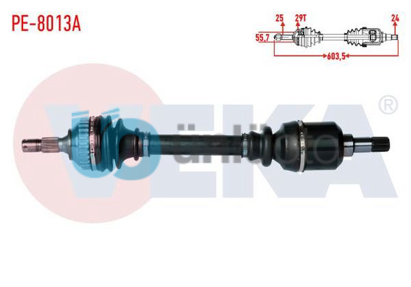 KOMPLE AKS SOL ON PEUGEOT 306 (7B,N3,N5) 1.9 D ABSLI 29 DIS UZUNLUK 603,5mm 1993