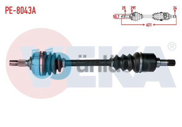 KOMPLE AKS SOL ON PEUGEOT 406 (8B) 2.0i ABSLI 29 DIS UZUNLUK 621mm 1995-2004