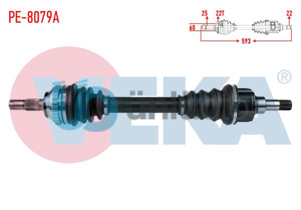 KOMPLE AKS SOL ON PEUGEOT PARTNER (5,5F) 1.4i ABSLI 29 DIS UZUNLUK 593mm 1996-20